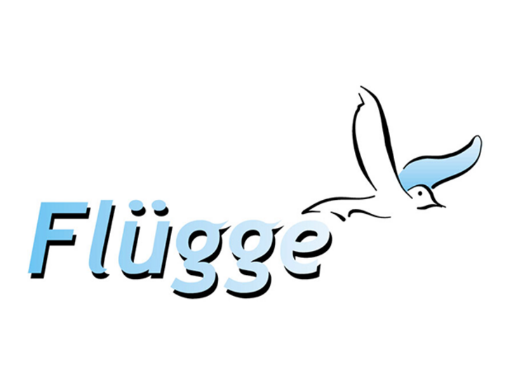 Bild: Logo des Flügge Förderprogrammes mit Schriftzug "Flügge" und Bild eines Vogels