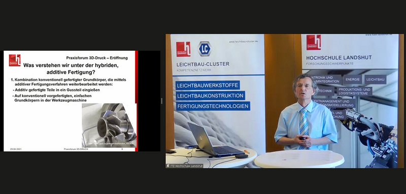 In seiner Einführung erläuterte Prof. Dr. Norbert Babel, was unter hybrider, additiver Fertigung zu verstehen ist.
