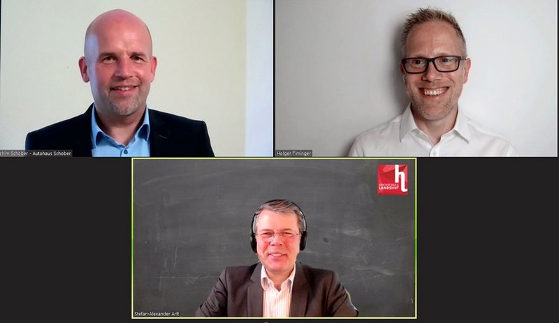 Vizepräsident Prof. Dr. Holger Timinger und Prof. Dr. Stefan-Alexander Arlt begrüßten den Referenten Joachim Schober und die Teilnehmer/innen.