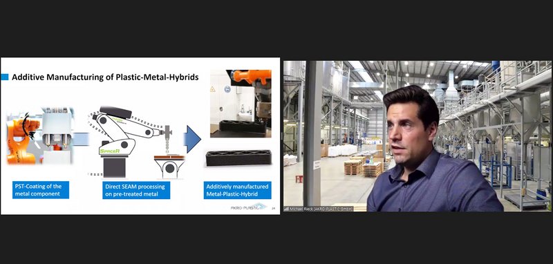 Über Anwendungsfelder für die hybride, additive Fertigung mit Kunststoffgranulat referierte Michael Rieck (AKRO PLASTIC GmbH).  