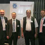 Die Veranstalter (v.l.n.r.): Prof. Dr. Otto Huber (Hochschule Landshut), Dr. Joachim Wloka (AUDI AG), Prof. Dr. Jörg Wellnitz (Hochschule Ingolstadt), Marc Bicker (Leichtbau-Cluster).
