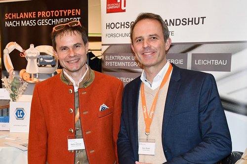 Freuten sich über eine gelungene Veranstaltung: Stefan Allmeier Joinventure GmbH & Co. KG) mit Marc Bicker (Leichtbau-Cluster der Hochschule Landshut).