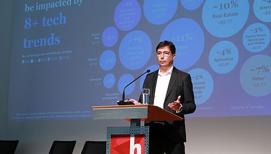 Mit technologischen Trends in einer Welt des dynamischen globalen Umbruchs befasste sich Prof. Dr. Niko Mohr, Global Partner McKinsey, in der zweiten Keynote der Veranstaltung.