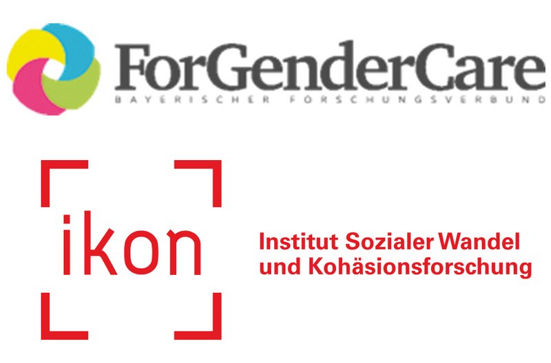 Logos der Forschungsverbunds "ForGenderCare" und des Hochschulinstituts für Sozialer Wandel und Kohäsionsforschung (IKON)