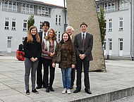 Besuch an der Hochschule Landshut: Bernhard Osterkorn (Leiter Sprachzentrum); Maria Kapkanshscjikova; Anastasia Legkova; Maria Danilina; Prof. Dr. Artem Ivanov (Fakultät Elektrotechnik / Wirtschaftsingenieurwesen); Maximilian Sailer (Vorstandsmitglied Fr