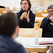 Despite digitalisation, sign language interpreters still provided a completely analogue translation of the event.