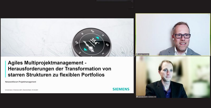 Prof. Dr. Timinger bei der Vorstellung des zweiten Referenten, Dominik Hiebl (Siemens AG, Regensburg)
