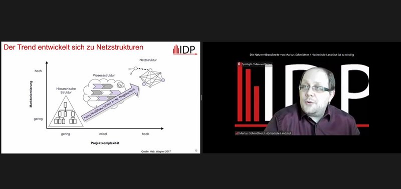 Potenziale und Herausforderungen beim Projektmanagement über Unternehmensgrenzen hinaus prästierte Markus Schmidtner (IDP, Hochschule Landshut).