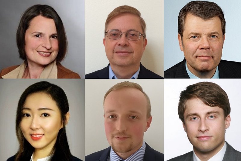 Oben v. l. n. r.: Prof. Dr. Diana Hehenberger-Risse, Prof. Dr. Markus Mock, Prof. Dr. Stefan-Alexander Arlt; unten v. l. n. r.: Shengjuan Wang, Florian Huber, Nikolai Körber
