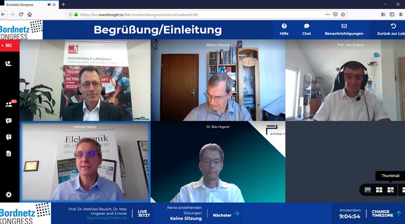 Initiatoren und Parnter des Bordnetzkongresses bei der Online-Begrüßung.
