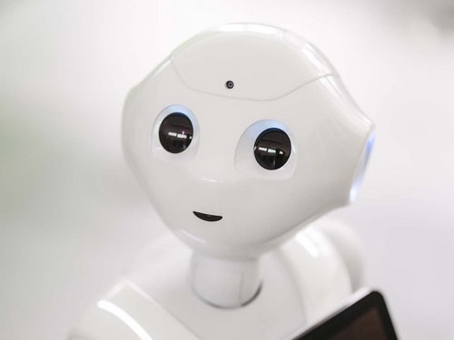 Man sieht einen kleinen Roboter.