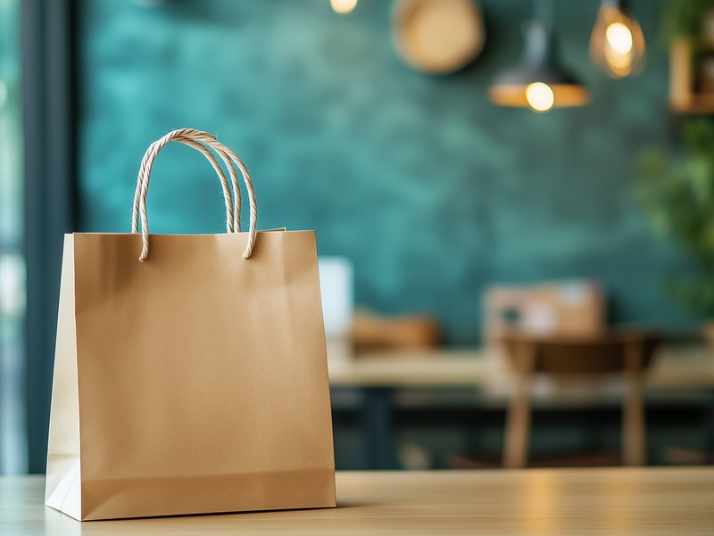 brown paper bag in the restaurant for food order