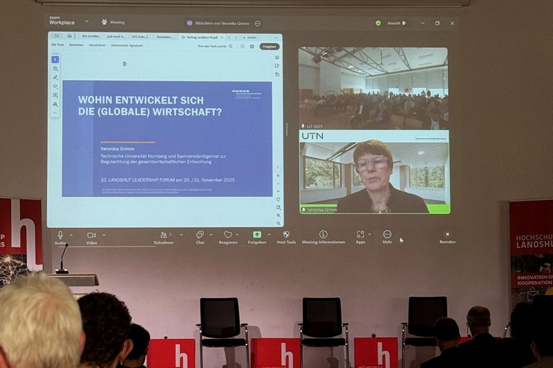 Empfehlungen für einen Konjunkturaufschwung gab die online zugeschaltete Prof. Dr. Veronika Grimm (Mitglied des Sachverständigenrats Wirtschaft, TU Nürnberg). Empfehlungen für einen Konjunkturaufschwung gab die online zugeschaltete Prof. Dr. Veronika Grimm (Mitglied des Sachverständigenrats Wirtschaft, TU Nürnberg).