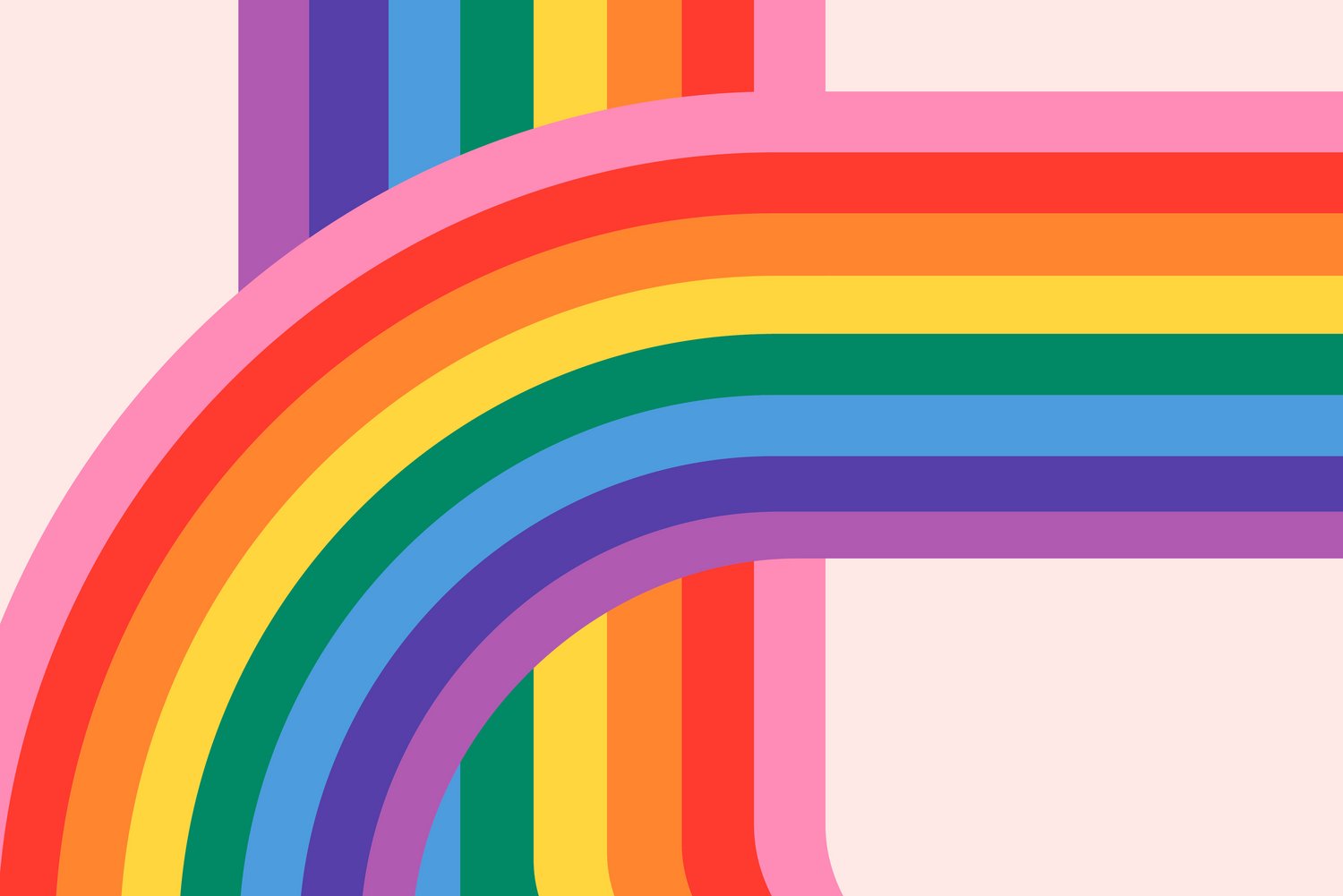 LGBTQ rainbow pride vector background Zwei Regenbögen verlaufen übereinander.